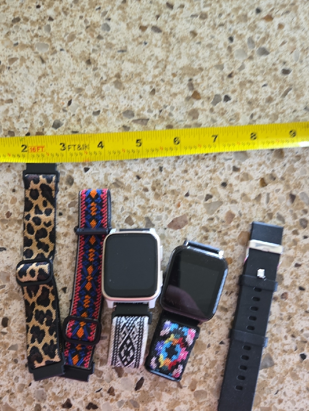 Interchangeable Patterned Smartwatch Bands with Black Silicone Strap